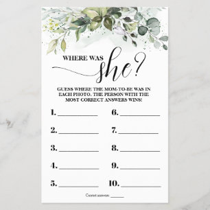 Prospectus 14 Cm X 21,6 Cm Green Où était maman pour être Baby shower Game Ca