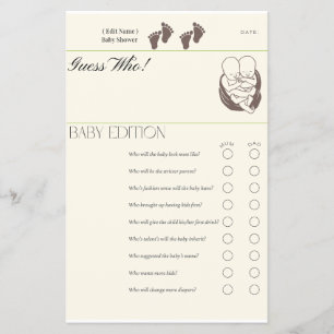 Prospectus 14 Cm X 21,6 Cm Guess Who - Baby Edition Game Card Twin Baby Sho