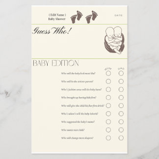 Prospectus 14 Cm X 21,6 Cm Guess Who - Baby Edition Game Card | Twin Baby Sho