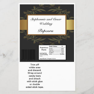 Prospectus 14 Cm X 21,6 Cm Hershey's Large Bar Wrapper Gold et Black Damask