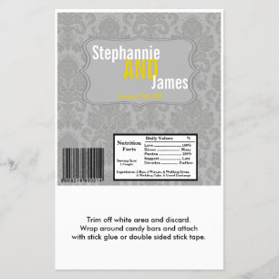 Prospectus 14 Cm X 21,6 Cm Hershey's Large Bar Wrapper Modern Grey Damask Lac