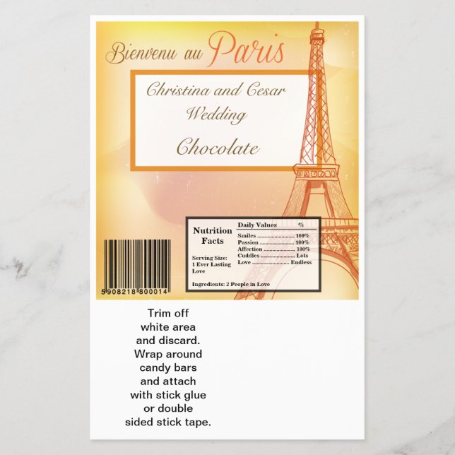 Prospectus 14 Cm X 21,6 Cm Hershey's Large Bar Wrapper Paris Peach (Devant)