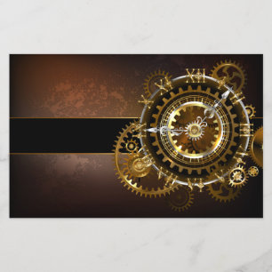 Prospectus 14 Cm X 21,6 Cm Horloge Steampunk avec engrenages antiques