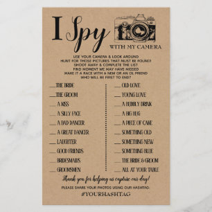 Prospectus 14 Cm X 21,6 Cm I Spy Mariage Réception Douche Rustique Game Card