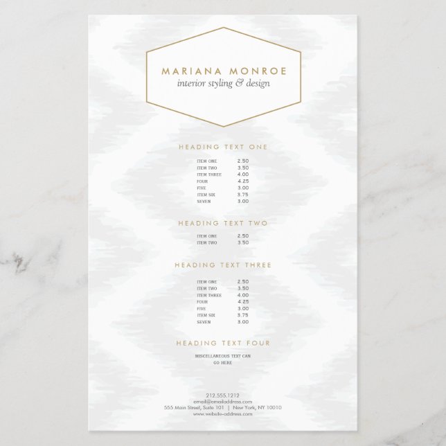 Prospectus 14 Cm X 21,6 Cm Ikat Motif en Gris Designer Flyer (Devant)