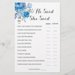 Prospectus 14 Cm X 21,6 Cm Il A Dit Qu'Elle A Dit Blue Couple Douche Carte De