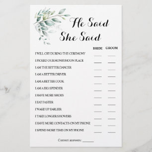 Prospectus 14 Cm X 21,6 Cm Il A Dit Qu'Elle A Dit Eucalyptus Couple Carte De