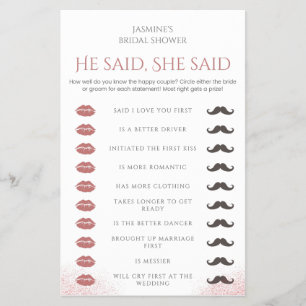 Prospectus 14 Cm X 21,6 Cm Il A Dit Qu'Elle A Dit Fête des mariées Game Prose