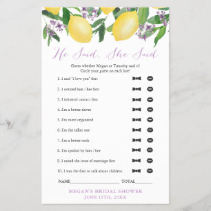 Prospectus 14 Cm X 21,6 Cm Il A Dit Qu'Elle A Dit Wedding shower Ice Breaker