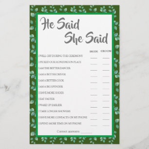 Prospectus 14 Cm X 21,6 Cm Il Dit Qu'Elle A Dit :   Carte de jeu Eucalyptus D