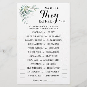 Prospectus 14 Cm X 21,6 Cm Ils préfèrent Eucalyptus Douche Carte de jeu