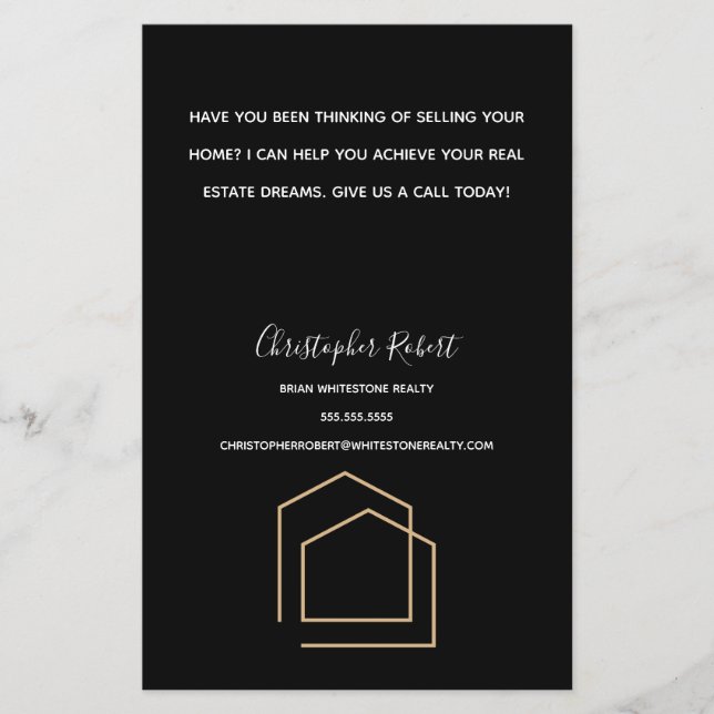 Prospectus 14 Cm X 21,6 Cm Immobilier noir classique (Devant)