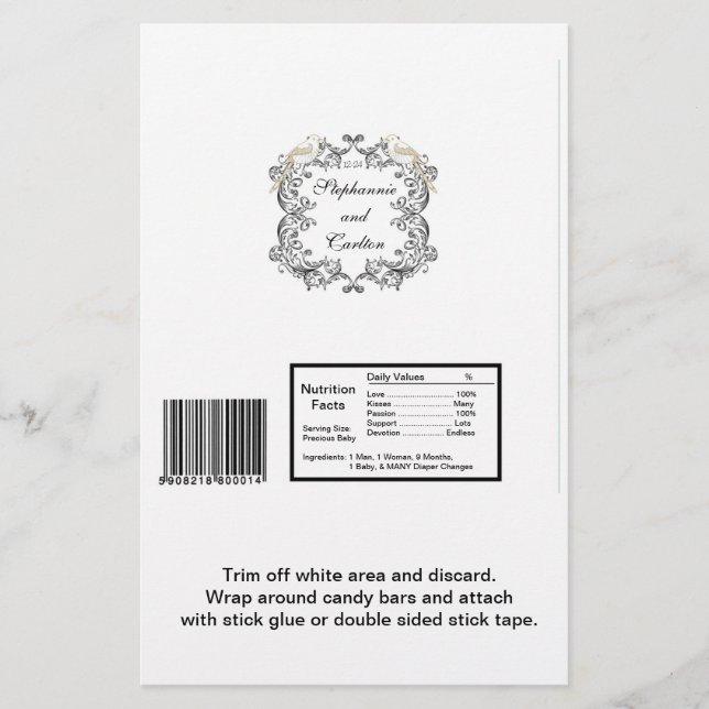 Prospectus 14 Cm X 21,6 Cm Inséparables noir/blanc Mariage Wrapper (Devant)