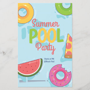 Prospectus 14 Cm X 21,6 Cm Invitation à une fête d'été au bord de la piscine,
