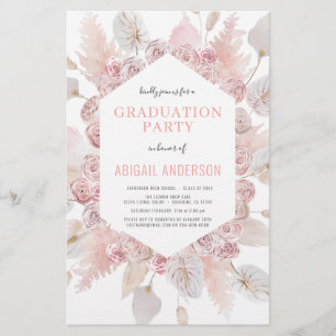 Prospectus 14 Cm X 21,6 Cm Invitation de fête de fin d'études Boho à petit bu
