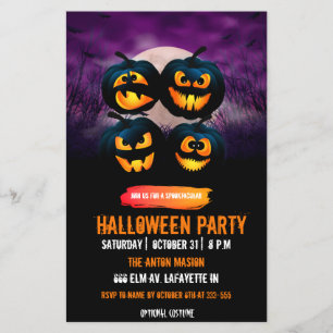 Prospectus 14 Cm X 21,6 Cm Invitation de fête d'Halloween entièrement personn