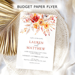 Prospectus 14 Cm X 21,6 Cm Invitation de Mariage de automne floral élégant au