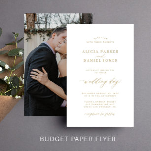 Prospectus 14 Cm X 21,6 Cm Invitation de mariage photo blanc or budget