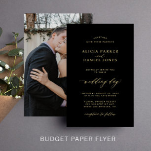 Prospectus 14 Cm X 21,6 Cm Invitation de mariage photo noir or budget
