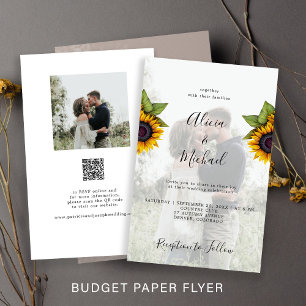 Prospectus 14 Cm X 21,6 Cm Invitation de mariage sur papier photo avec QR COD