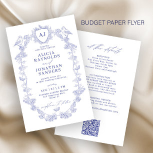 Prospectus 14 Cm X 21,6 Cm Invitation de mariage tout-en-un bleu classique à