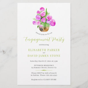 Prospectus 14 Cm X 21,6 Cm Invitation du parti d'engagement floral du printem