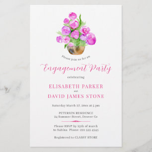 Prospectus 14 Cm X 21,6 Cm Invitation du parti d'engagement floral du printem