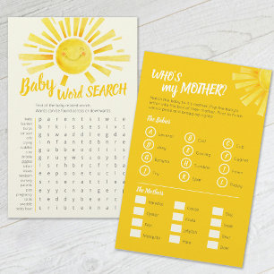 Prospectus 14 Cm X 21,6 Cm Jaune soleil baby shower mot recherche baby match