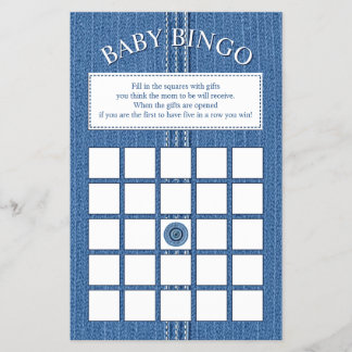 Prospectus 14 Cm X 21,6 Cm Jean bleu avec coutures garçon Baby shower Bingo j
