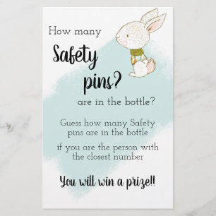 Prospectus 14 Cm X 21,6 Cm Jeu de Baby shower de lapin - épingles de sécurité