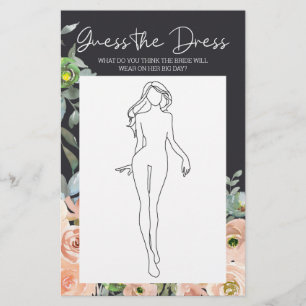 Prospectus 14 Cm X 21,6 Cm Jeu de Baby Shower Floral Devinez la Robe Carte