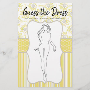 Prospectus 14 Cm X 21,6 Cm Jeu de Baby Shower Jaune Gris Devinez la Robe