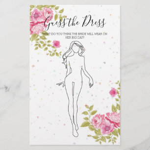Prospectus 14 Cm X 21,6 Cm Jeu de Baby Shower Rose Floral Devinez la Robe