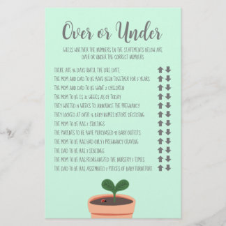 Prospectus 14 Cm X 21,6 Cm Jeu de baby shower sur ou sous le prospectus