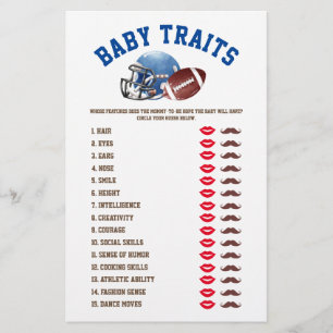 Prospectus 14 Cm X 21,6 Cm Jeu de baby shower Traits de bébé footballeur