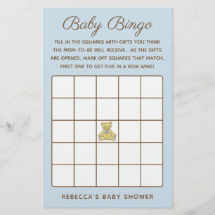 Prospectus 14 Cm X 21,6 Cm Jeu de Bingo Baby shower de l'ours