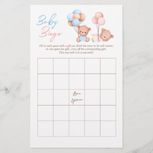 Prospectus 14 Cm X 21,6 Cm Jeu de BINGO Ourson Jumeaux Fille Garçon pour Baby