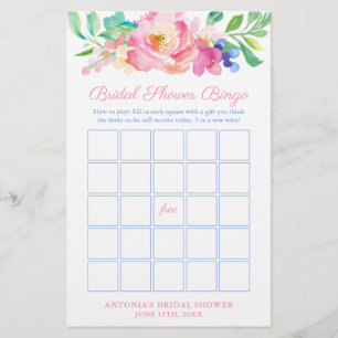 Prospectus 14 Cm X 21,6 Cm Jeu de bingo pour la douche de mariage floral enso
