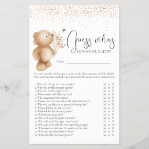 Prospectus 14 Cm X 21,6 Cm Jeu de devinette 'Bear & The Bee' pour Baby Shower