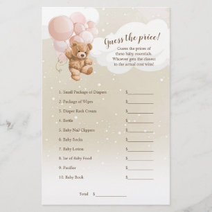 Prospectus 14 Cm X 21,6 Cm Jeu de devinette du prix de l'ours en peluche aux