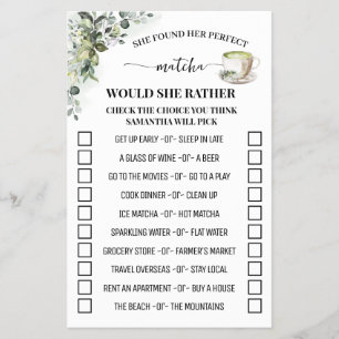 Prospectus 14 Cm X 21,6 Cm Jeu de douche de mariage Eucalyptus Matcha Would S