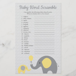 Prospectus 14 Cm X 21,6 Cm Jeu de lettres mêlées pour une Baby Shower thème É