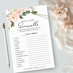 Prospectus 14 Cm X 21,6 Cm Jeu de mots mêlés de mariage floral rose