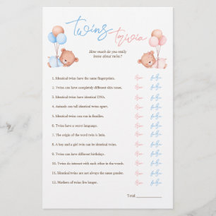 Prospectus 14 Cm X 21,6 Cm Jeu de quiz pour jumeaux garçon fille pour la baby