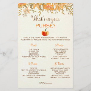 Prospectus 14 Cm X 21,6 Cm Jeu pour Baby Shower Pumpkin Fall Qu'est-ce qu'il