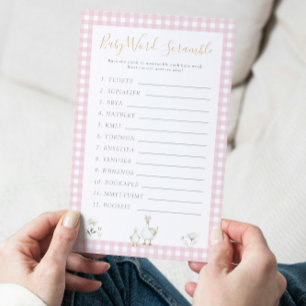 Prospectus 14 Cm X 21,6 Cm Jeu vintage Word Scramble Goose Baby shower