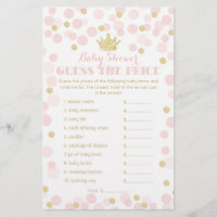 Jeux de baby-shower Princess Crown prix Rose & Or