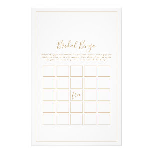 Prospectus 14 Cm X 21,6 Cm Jeux de bingo minimaliste pour mariée d'or