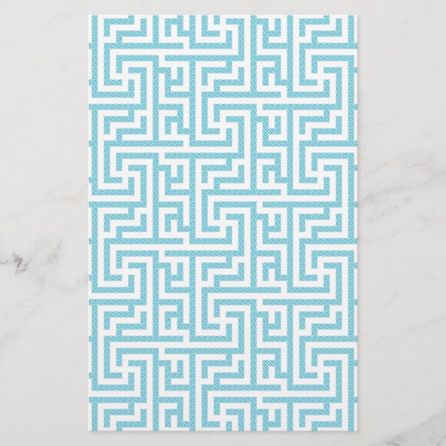Prospectus 14 Cm X 21,6 Cm Labyrinthe Bleu Clair & Blanc (Devant)
