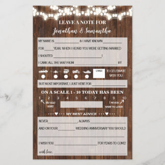 Prospectus 14 Cm X 21,6 Cm Laisser un mot pour carte de mariage occidental po